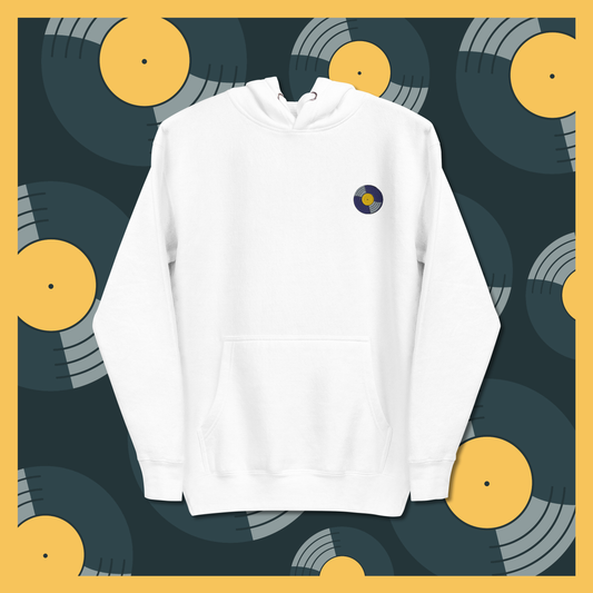 STILL SPINNING Hoodie with vinyl music inspired design